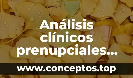 Análisis clínicos prenupciales que es