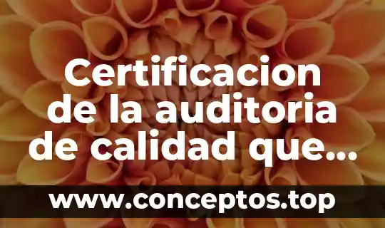 Certificacion de la auditoria de calidad que es