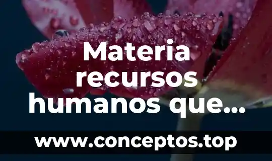 Materia recursos humanos que es