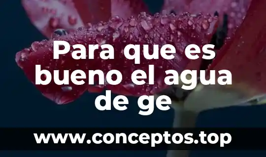 Para que es bueno el agua de ge