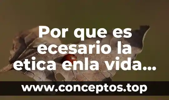 Por que es ecesario la etica enla vida cotidiana