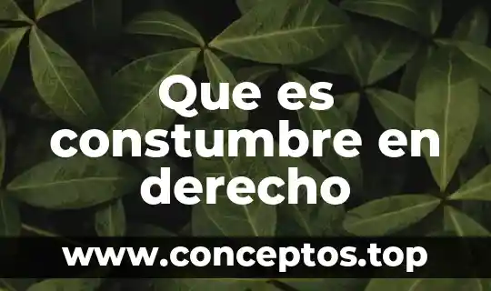 Que es constumbre en derecho