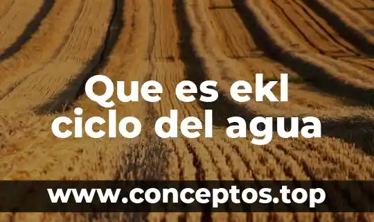 Que es ekl ciclo del agua