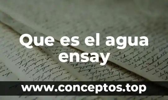 Que es el agua ensay