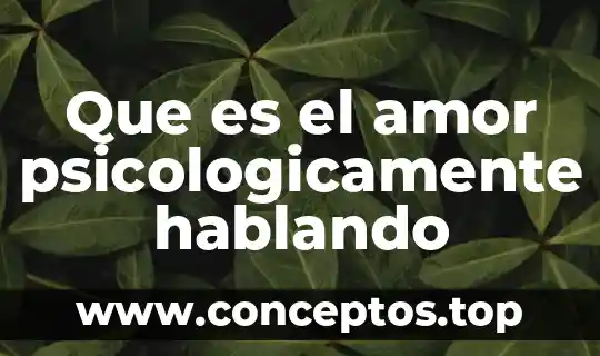 Que es el amor psicologicamente hablando