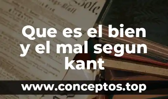 Que es el bien y el mal segun kant