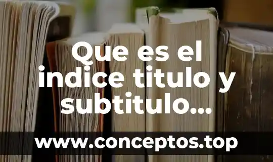 Que es el indice titulo y subtitulo difinicion