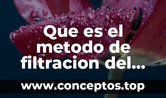 Que es el metodo de filtracion del agua