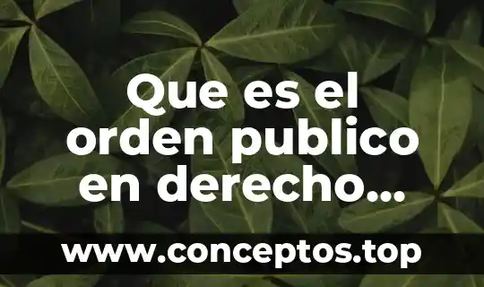 Que es el orden publico en derecho administrativo