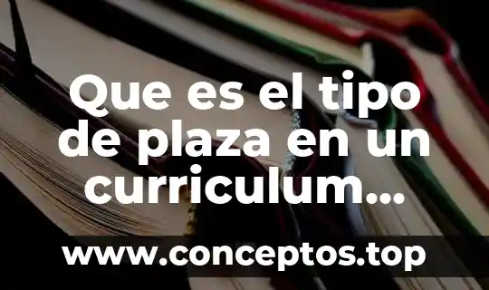 Que es el tipo de plaza en un curriculum vitae