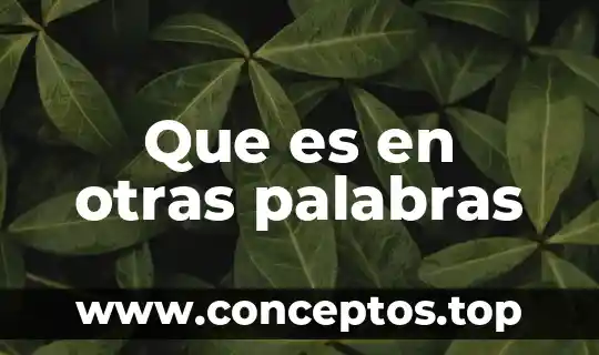 Que es en otras palabras