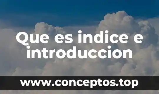 Que es indice e introduccion