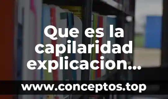 Que es la capilaridad explicacion para niños