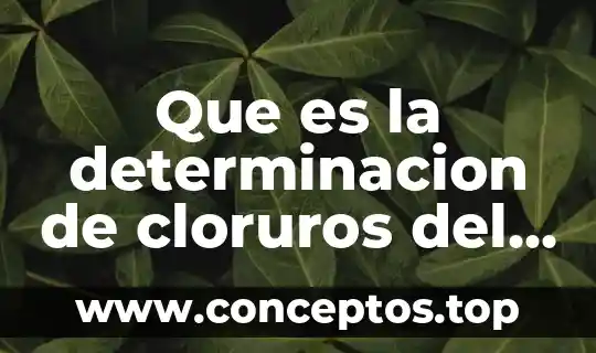 Que es la determinacion de cloruros del agua