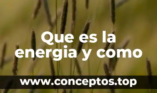 Que es la energia y como