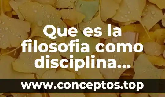 Que es la filosofia como disciplina humana