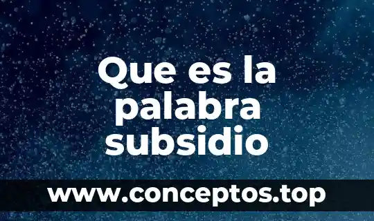 Que es la palabra subsidio