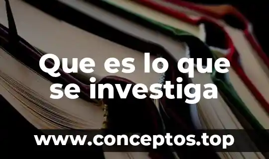 Que es lo que se investiga
