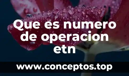 Que es numero de operacion etn