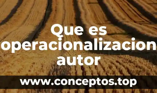 Que es operacionalizacion autor