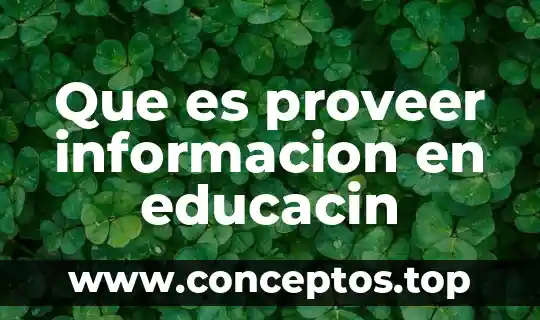 Análisis de la información que es 6 Que es proveer informacion en educacin