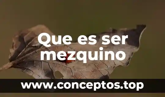 Que es ser mezquino