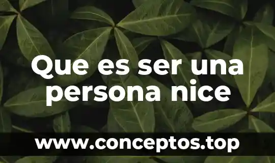 Que es ser una persona nice