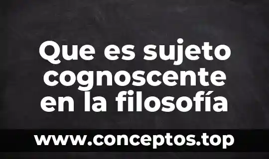 Que es sujeto cognoscente en la filosofía