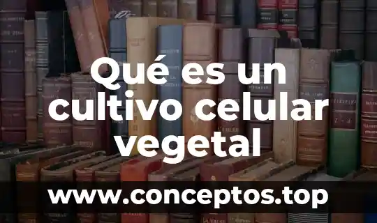Qué es un cultivo celular vegetal