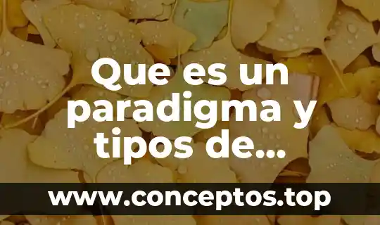Que es un paradigma y tipos de paradigmas