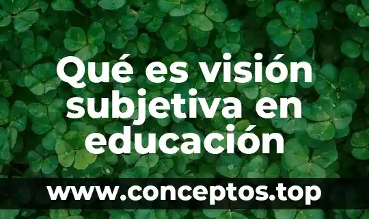 Visión intermedia que es 7 Qué es visión subjetiva en educación