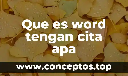 Que es word tengan cita apa