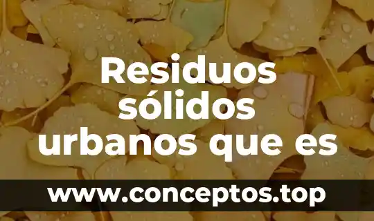 Residuos sólidos urbanos que es