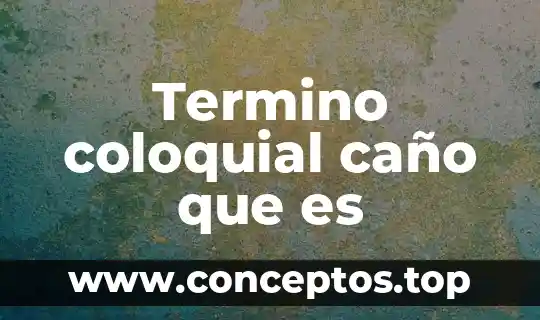 Termino coloquial caño que es