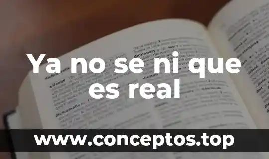 Ya no se ni que es real